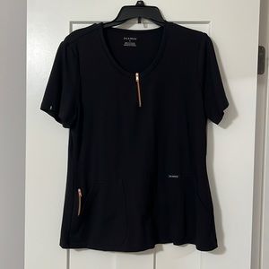 Jaanuu large black scrub top NWOT